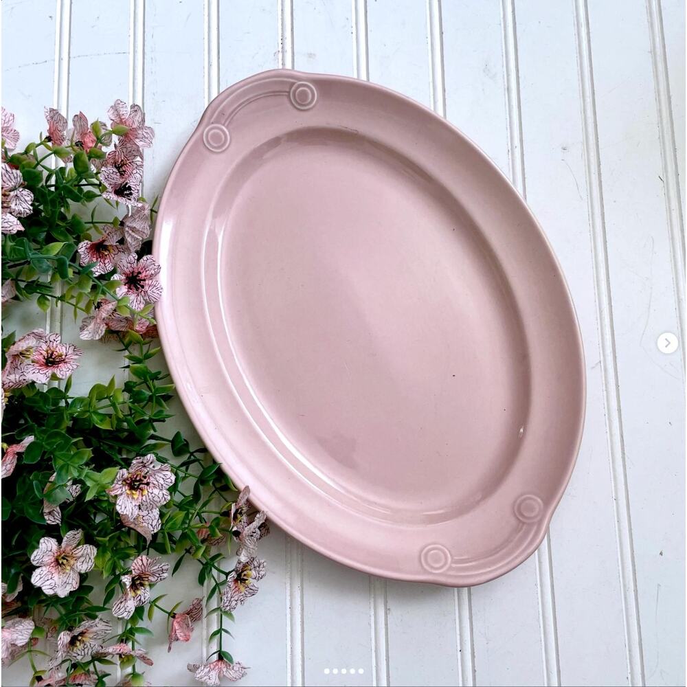 Vintage TS&T Lu-Ray Pastels 4531 Pink Oval Platter